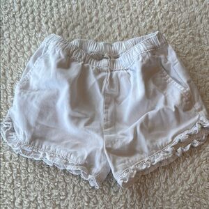 White Ruffle Hem Women's Shorts